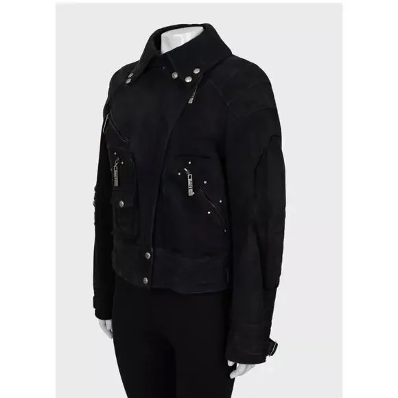 Christian Dior Black Genuine Leather Shearling Jacket sz.36 FR - Picture 2 of 6